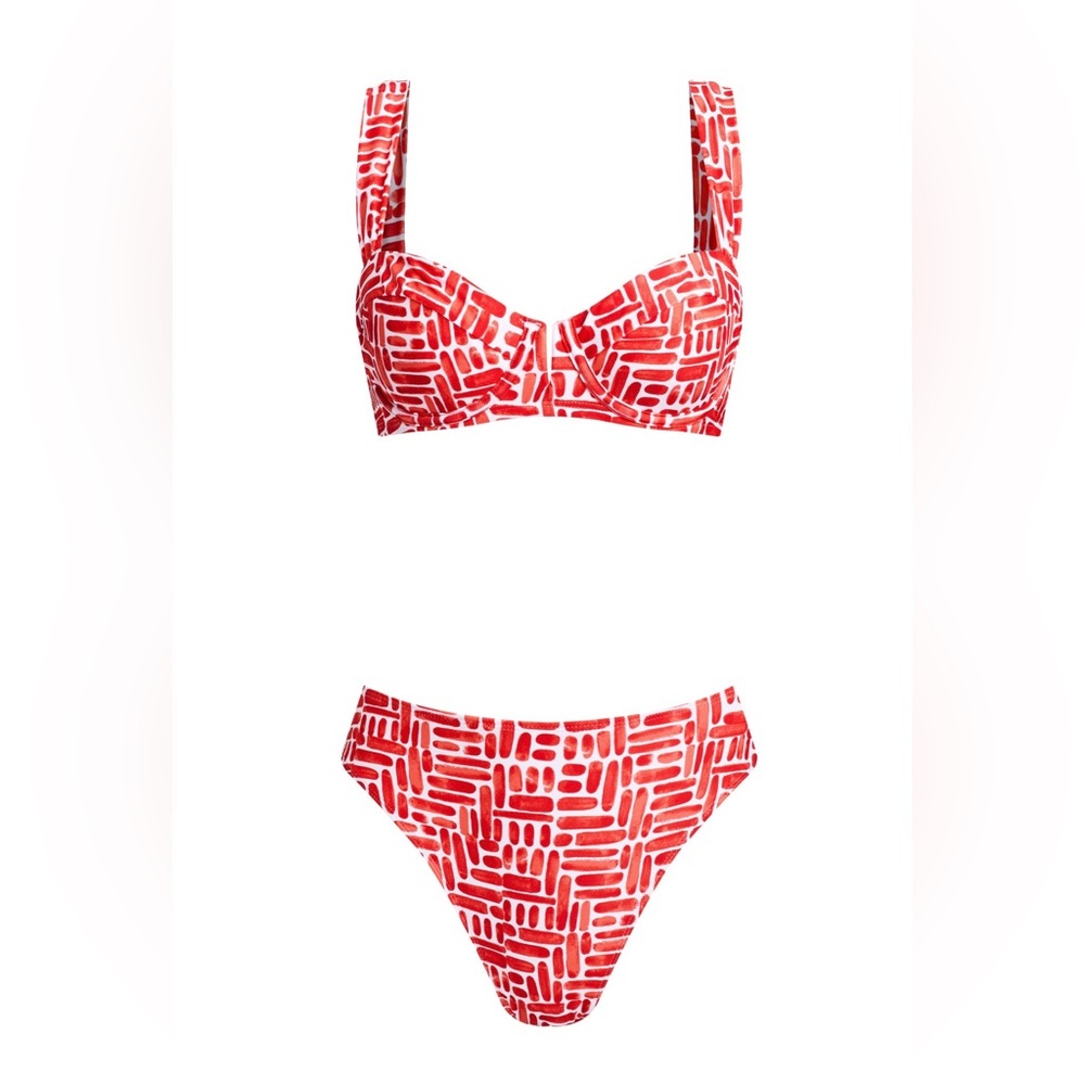 New With Tags Cupshe Bikini Set JJD “When In Rome Corral” White Size Small